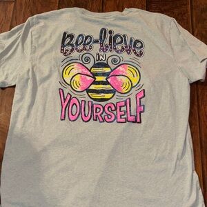 Blue Graphic Tee - Light Gray